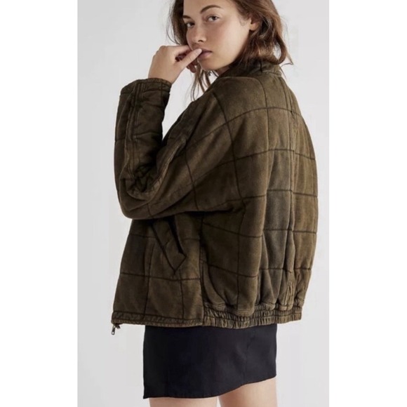 Free People's Dolman Quilted Jacket And Army Green Size Large - Picture 2 of 5